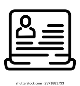 Arbeiter-Laptop-Symbol, Umrissvektor. Einstellungsteam. Begleitstuhl