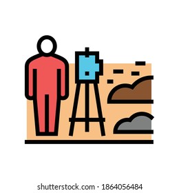 trabajar con un lugar de búsqueda de palanca para construir un vector de icono de color de la carretera. Trabajador con un lugar de investigación de palanca para construir la señal de carretera. ilustración de símbolo aislado