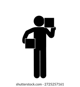 Worker lifting and carrying heavy items safely.
