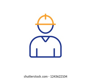 Worker line icon. Engineer Profile sign. Male Person silhouette symbol. Colorful outline concept. Blue and orange thin line color icon. Engineer Vector