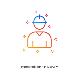Worker line icon. Engineer Profile sign. Male Person silhouette symbol. Gradient design elements. Linear engineer icon. Random shapes. Vector