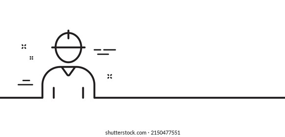 Icono de línea de trabajo. Signo de perfil de ingeniero. Símbolo de silueta de persona masculina. Fondo mínimo de la ilustración de línea. Banner de patrón de icono de línea de ingeniero. Concepto de plantilla web blanca. Vector