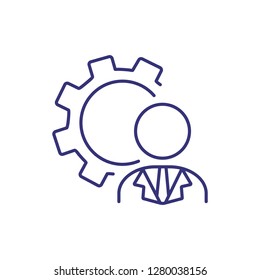 Worker line icon. Person, gear, working, Career concept. Vector illustration can be used for topics like work, job, office