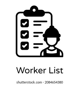 A worker list solid icon design