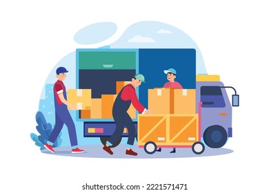 Trabajador cargando paquetes en el camión