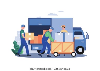 Arbeitspakete auf dem Lastwagen