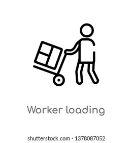 worker loading vector line icon. Simple element illustration. worker loading outline icon from people concept. Can be used for web and mobile