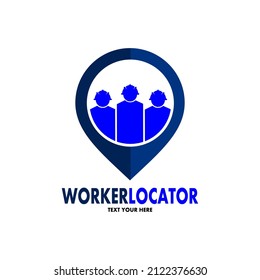 Worker locator vector logo template. This design use pin symbol. Suitable for industrial.