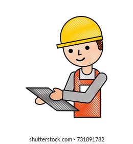 worker logistic delivery with clipboard in hands and uniform