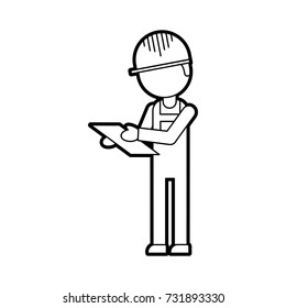 worker logistic delivery with clipboard in hands and uniform