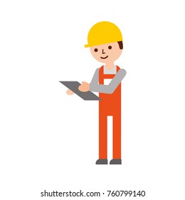 worker logistic delivery with clipboard in hands and uniform