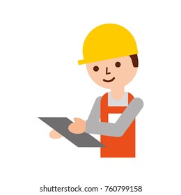 worker logistic delivery with clipboard in hands and uniform