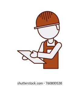 worker logistic delivery with clipboard in hands and uniform