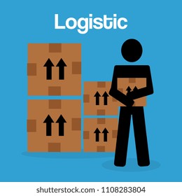 worker logistic service silhouette