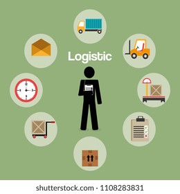 worker logistic service silhouette