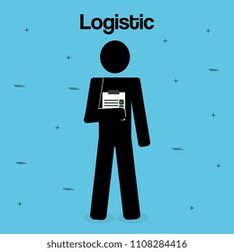 worker logistic service silhouette