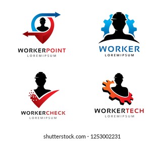 Worker Logo, Logo collection set, Concept design, Symbol, Icon