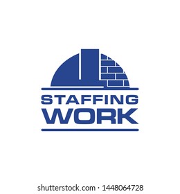 worker logo simple safety helmet design template in dark blue badge or emblem 