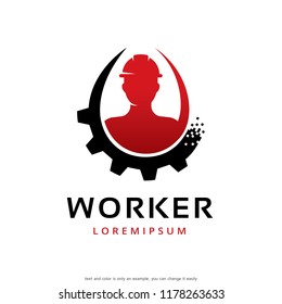 Worker Logo Template Design Vector, Emblem, Concept Design, Creative Symbol, Icon