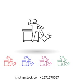 Worker is losing control multi color icon. Simple thin line, outline vector of people in the work icons for ui and ux, website or mobile application