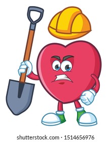 worker love symbol mascot character vector