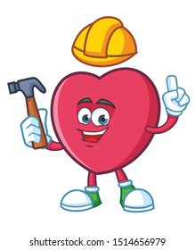 worker love symbol mascot character vector