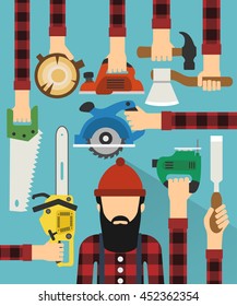 Worker and lumberjack design flat.Vector illustration