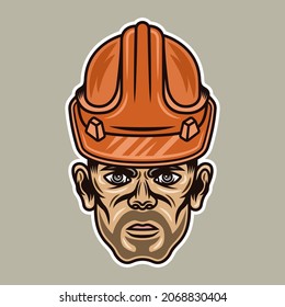 Arbeiter mit brillanter ​ auf hartem Hut, Vektorgrafik auf buntem Cartoon-Stil einzeln auf hellem Hintergrund