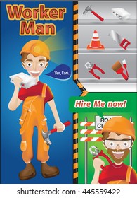 worker man cartoon character with tools (Vector eps10)