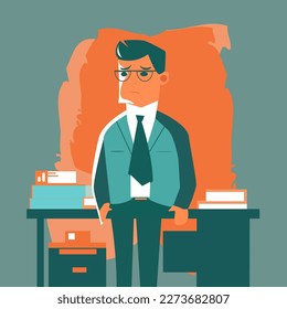 Worker man flat illustration vector