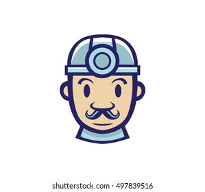 WORKER MAN HEAD MASCOT