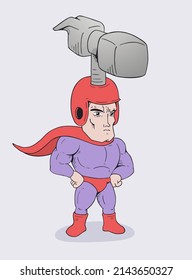 Worker man with hummer in head