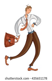 Worker man in a hurry to office.