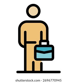 Arbeitskraft-Symbol. Umriss Arbeitskraft Mann Vektorsymbol Farbe flach einzeln