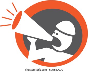 Worker man with megaphone