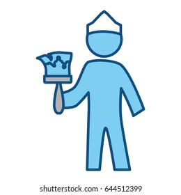 worker man silhouette painting