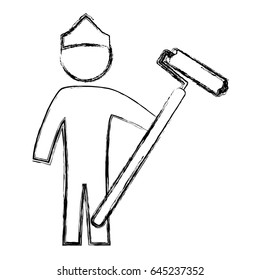 worker man silhouette painting