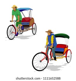 The worker man with three wheel bicycle vector design