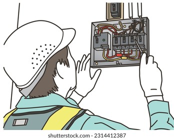 Ein Arbeiter, der elektronische Maschinen inspiziert
