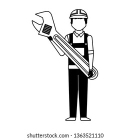 worker man with wrench tool