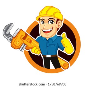 worker mascot cartoon in vector