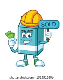 worker milk box cartoon mascot character vector