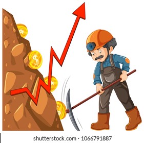 A Worker Mining Cyber Coin illustration