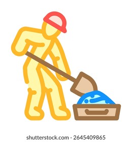 vetor de ícone de cor de cimento de mistura do trabalhador. sinal de cimento de mistura do trabalhador. ilustração de símbolo isolado