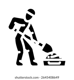 vetor de ícone de glifo de cimento de mistura do trabalhador. sinal de cimento de mistura do trabalhador. ilustração de símbolo isolado