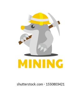 worker Mole Mining wear hard hats logo design