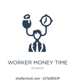 worker money time icon vector on white background, worker money time trendy filled icons from Business collection, worker money time vector illustration