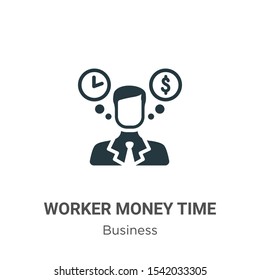 Worker money time vector icon on white background. Flat vector worker money time icon symbol sign from modern business collection for mobile concept and web apps design.