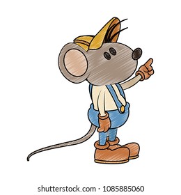 Worker mouse cartoon scribble