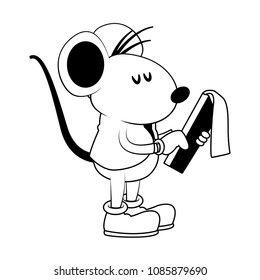 Worker mouse with clipboard on black and white